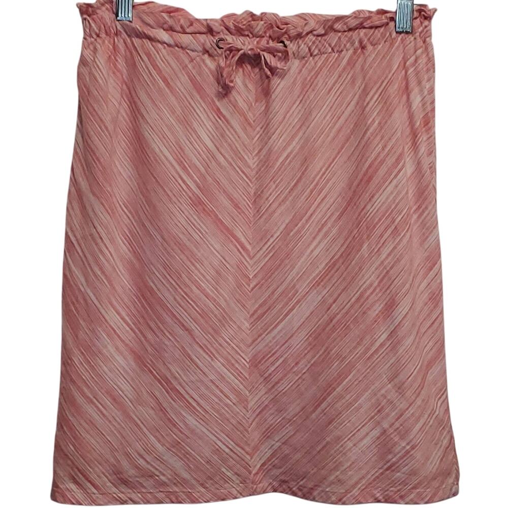Merona Pink and White Patterned Lined Midi Pull On Skirt Size Small